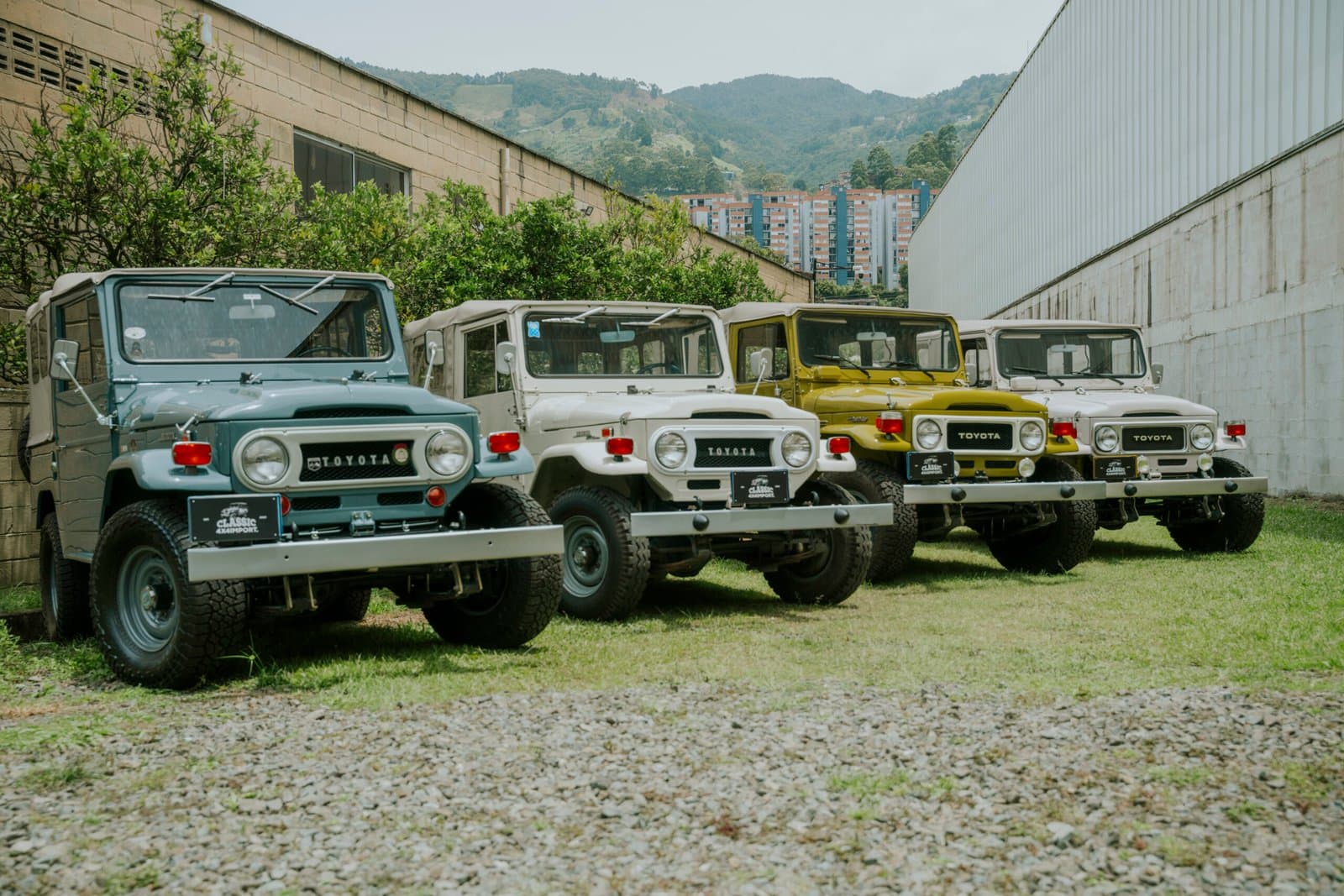 Toyota Land Cruiser FJ40 alignés